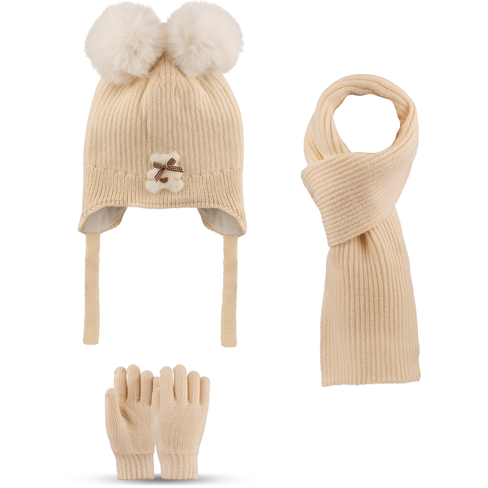 Atkı Bere Eldiven 3'lü Takım 4-8 Yaş Kız